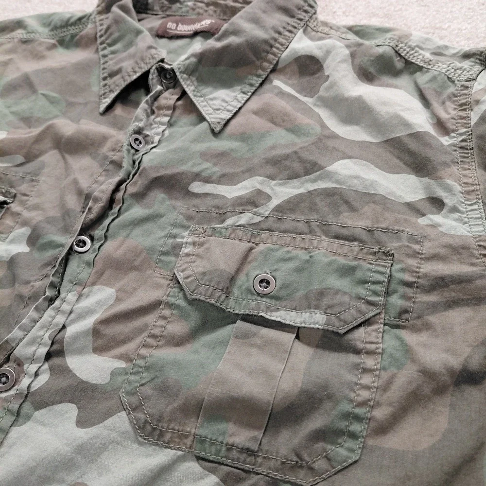 No Boundaries Camouflage Camo Men's XL‎ Button Up Shirt Long Sleeve Streetwear